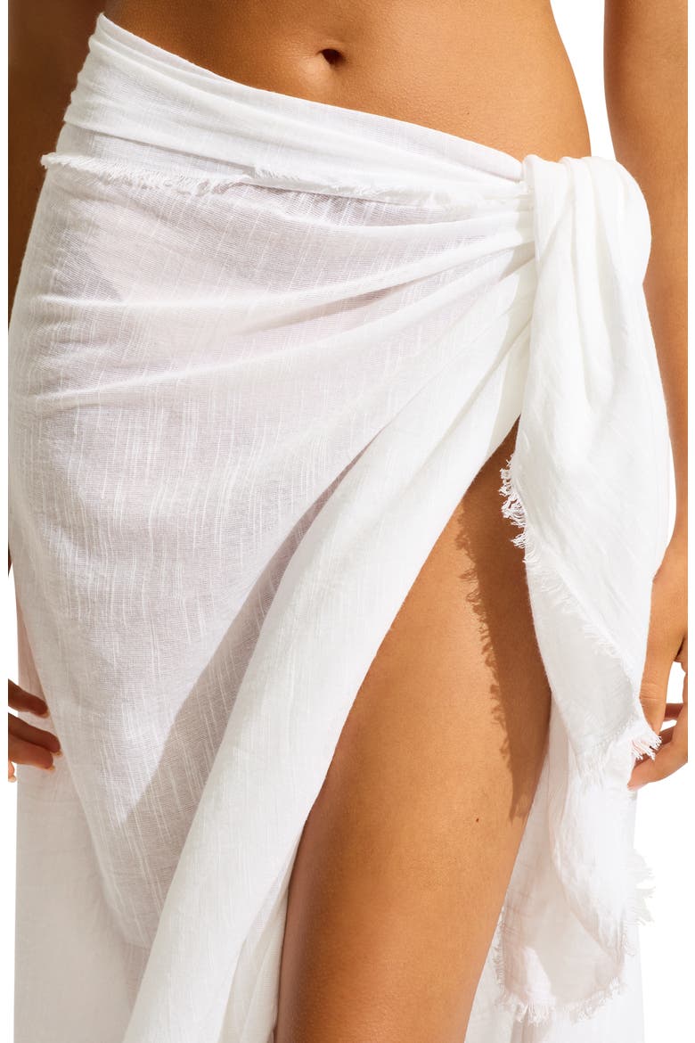 Textured Cotton Sarong Wrap, Alternate, color, WHITE