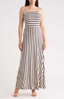 WEST K EI Striped Strapless Maxi Dress