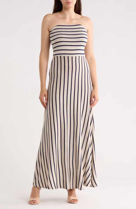 WEST K EI Striped Strapless Maxi Dress