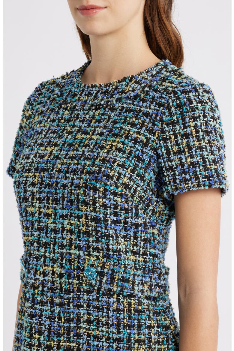 Metallic Tweed Dress, Alternate, color, AZURE BLACK