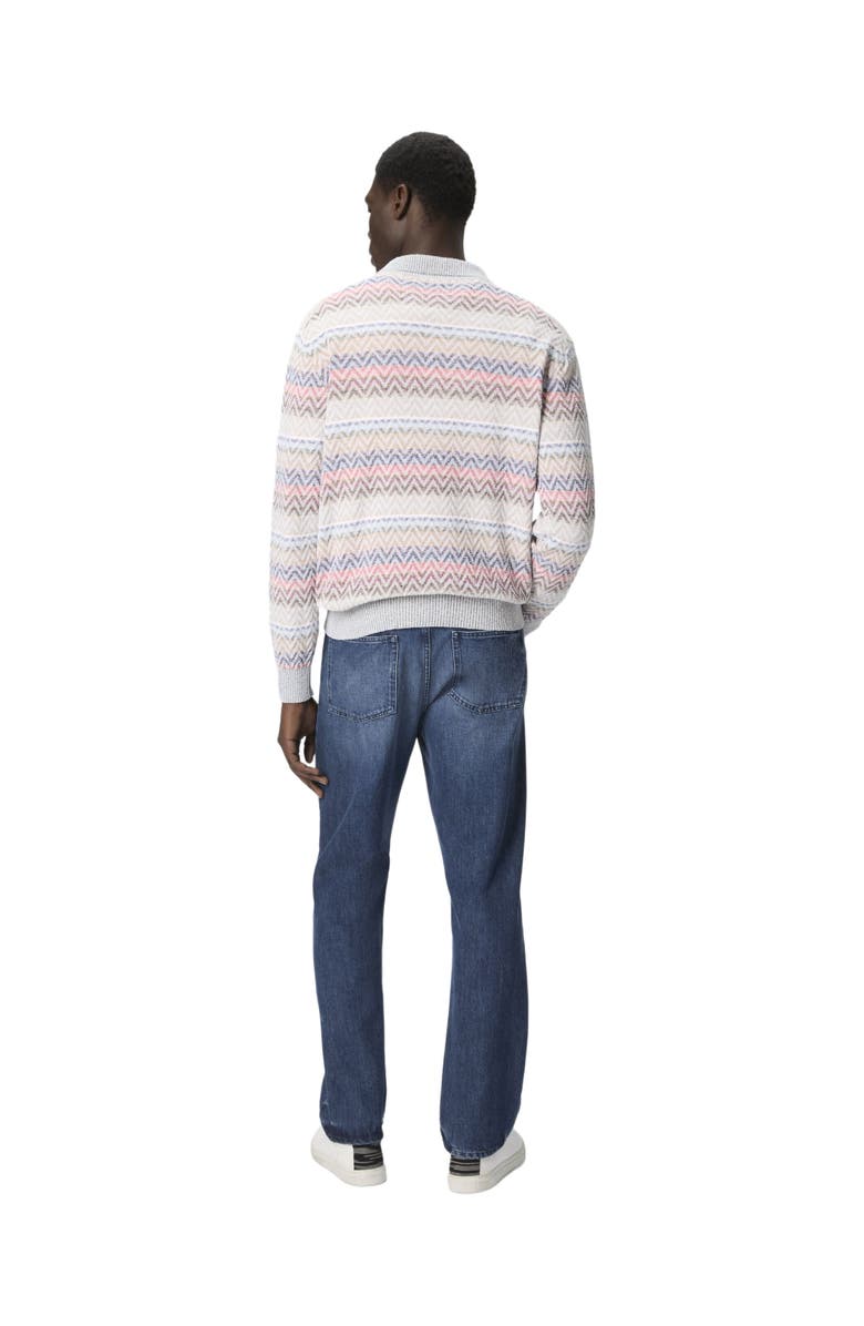 Missoni Long-sleeved Zig Zag Knit Polo Shirt With Half-zip Collar, Alternate, color, 