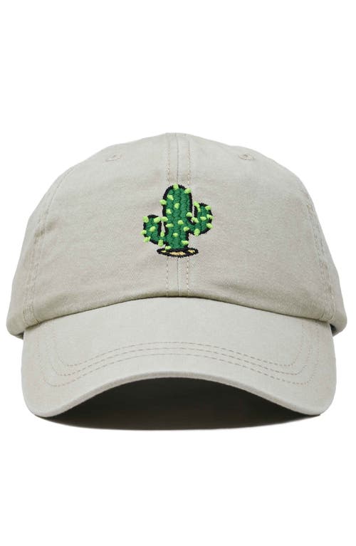 Dalix Cactus Embroidered Low Crown Cap In Washed Stone White