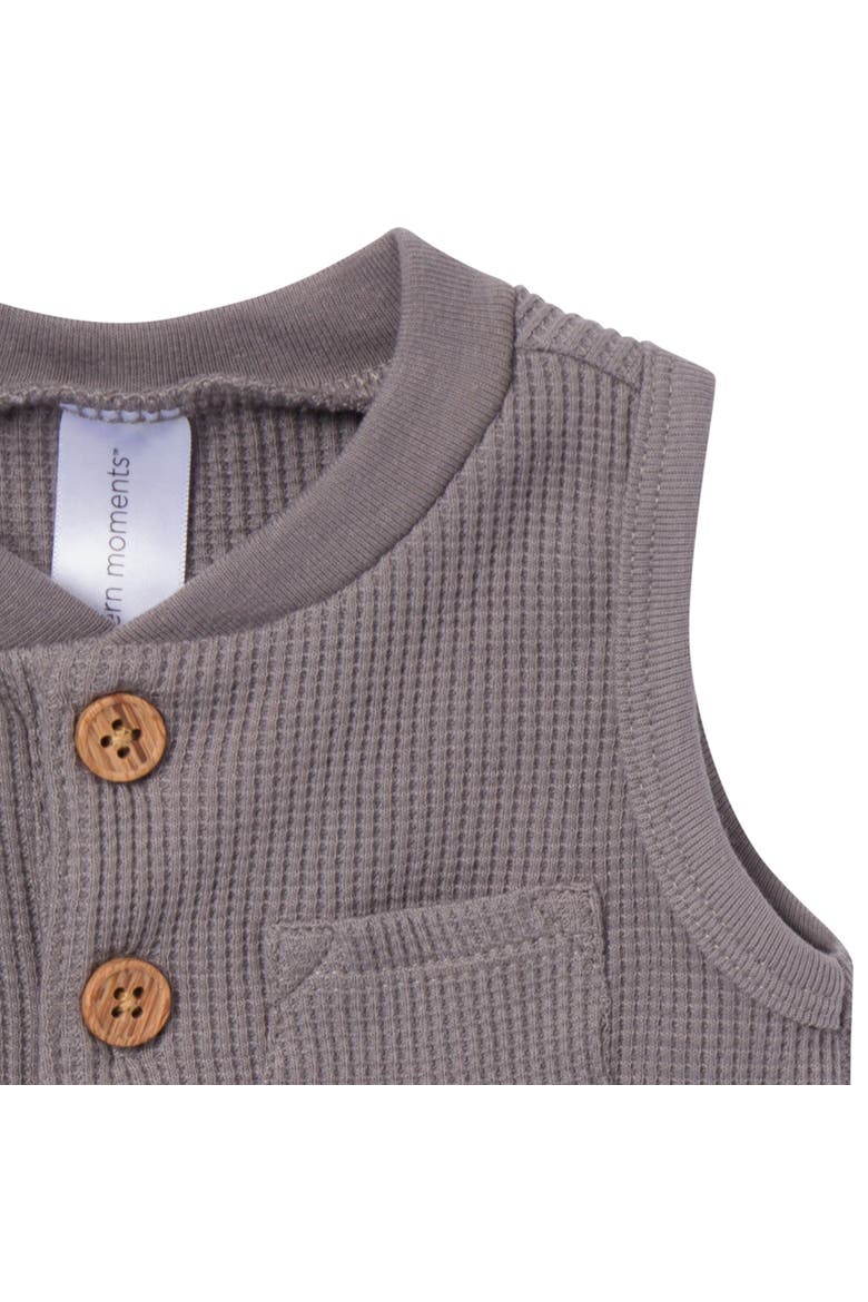 Baby Boys Medium Grey Sleeveless Romper, Alternate, color, Grey