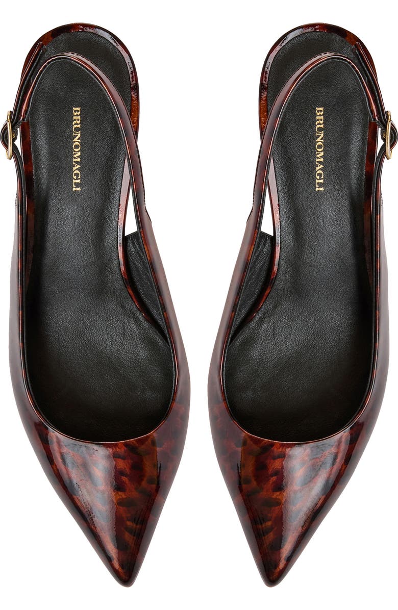 Bruno Magli Palerma Pointed Toe Kitten Heel Slingback Pump, Alternate, color, Tortoise Patent