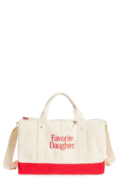 Logo Embroidered Canvas Duffle Bag