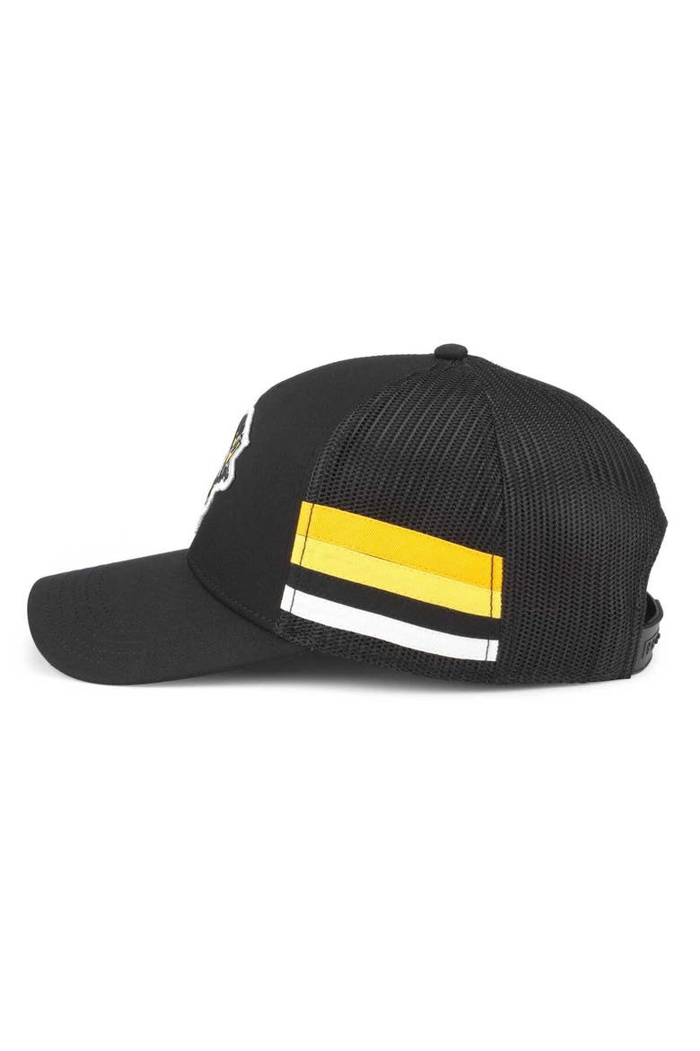 Men's American Needle Black Pittsburgh Penguins HotFoot Stripes Trucker Adjustable Hat, Alternate, color, Black