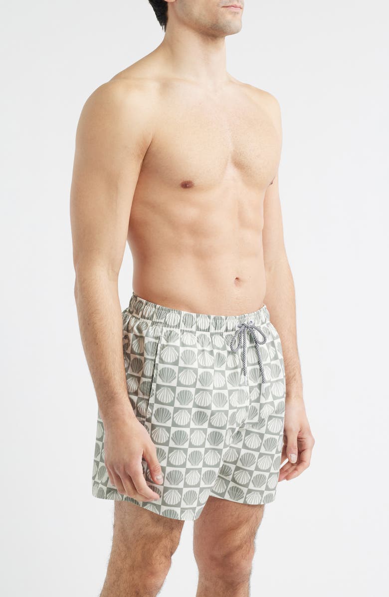 Boardies Seashell Print Swim Trunks, Alternate, color, Olive/ Cream