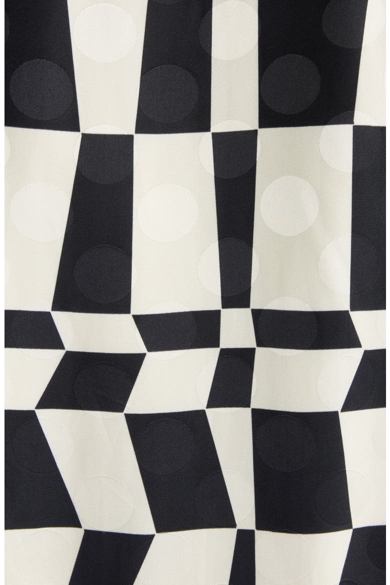 Optical Squares & Polka Dot Satin Bomber Jacket, Alternate, color, BLACK