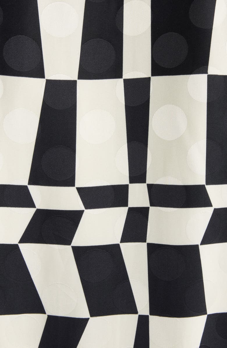 Dries Van Noten Optical Squares & Polka Dot Satin Bomber Jacket, Alternate, color, Black