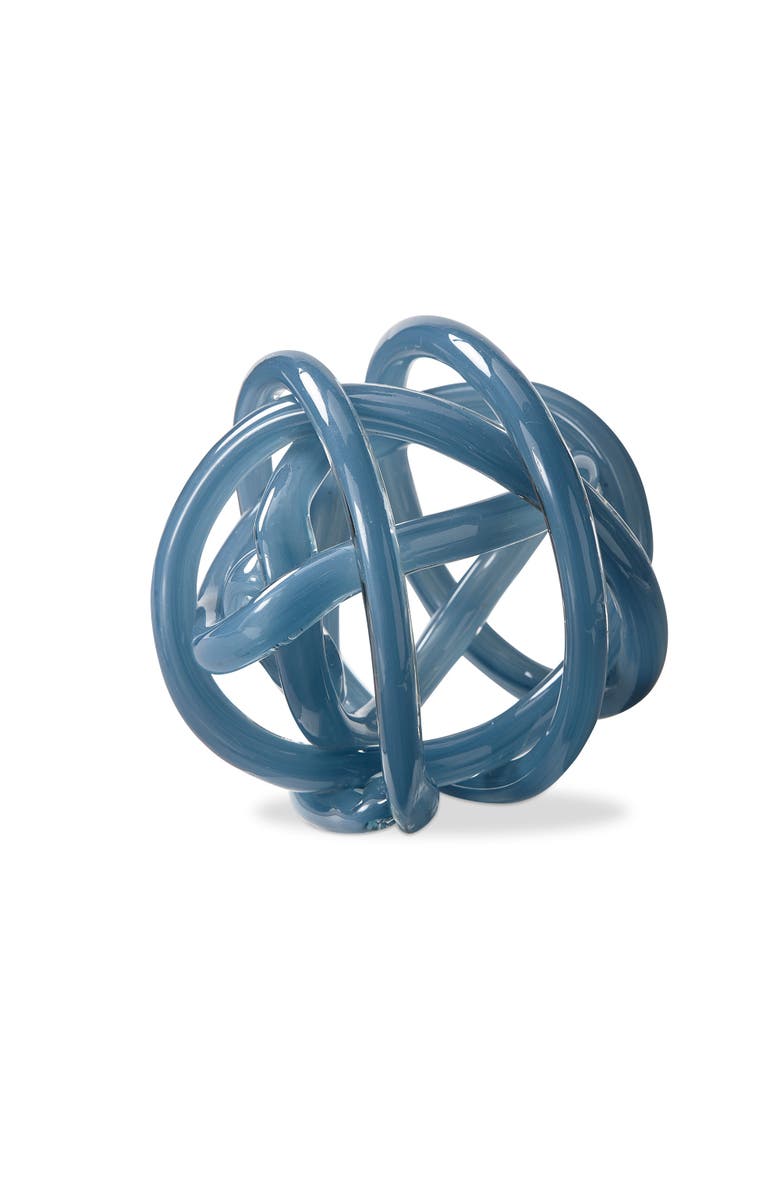 tag Blue Glass Knot Sculpture Decorative Object for Home Decor, Main, color, Blue