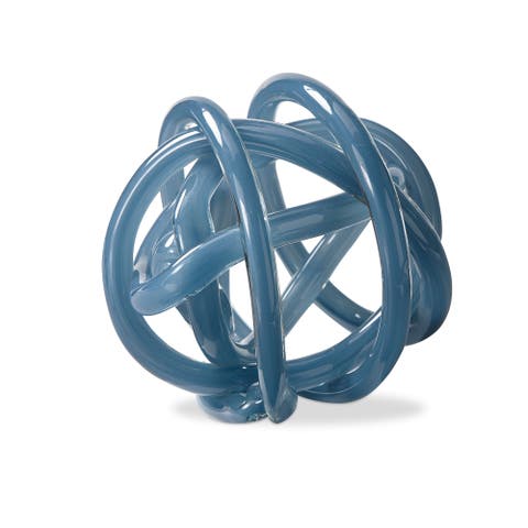 Blue Glass Knot Sculpture Decorative Object for Home Decor