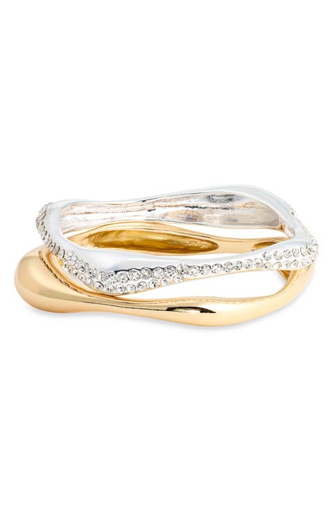 Set of 2 Pav Square Bangle Bracelets
