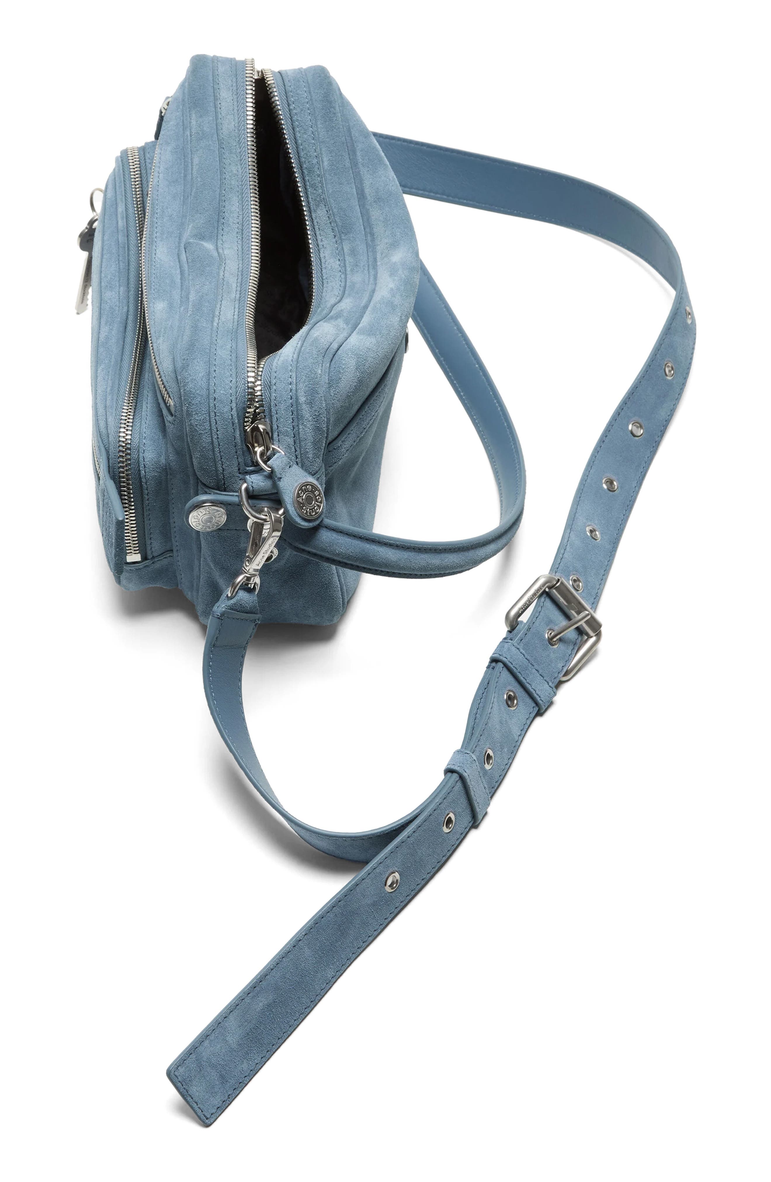 Camero Party Suede Shoulder Bag, Alternate, color, DENIM BLUE