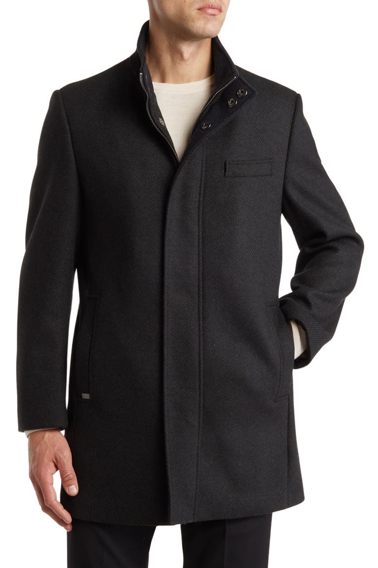Genoa Wool Blend Twill Coat, Main, color, OLIVE TWILL
