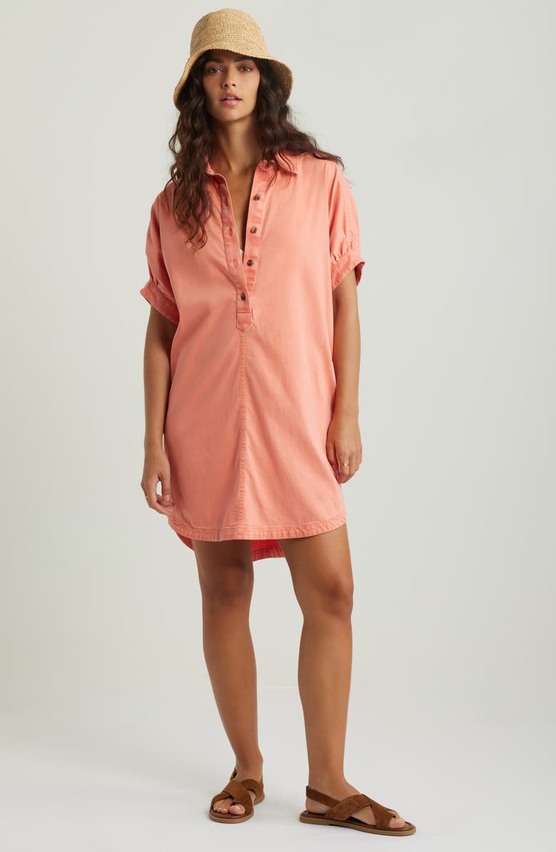 Treasure & Bond Woven Polo Shift Dress, Alternate, color, Coral Apple