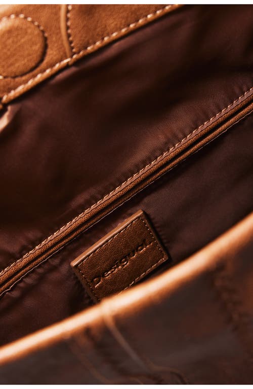 Desigual Medium Embroidered Faux Leather Handbag In Camel