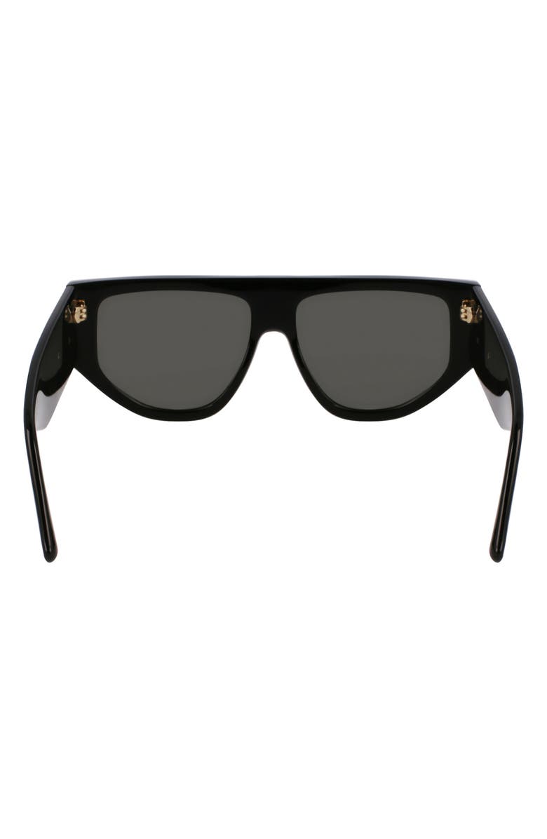 Victoria Beckham B-Buckle 55mm Modified Rectangular Sunglasses, Alternate, color, Black