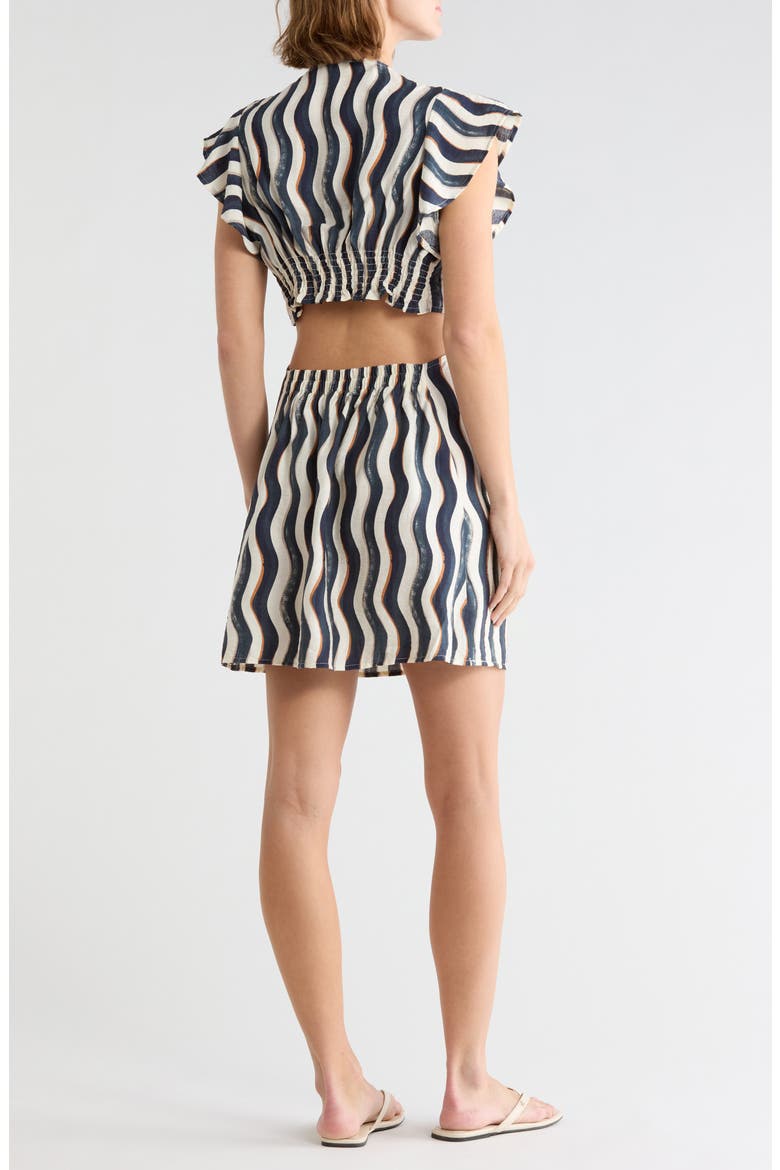 Wave Stripe Cutout Cover-Up Dress, Alternate, color, WHITE/ NAVY WAVE