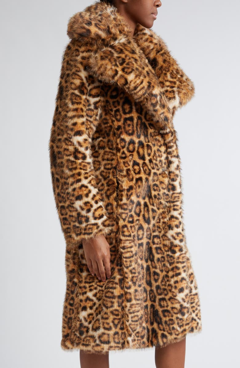 Rabanne Leopard Print Faux Fur Coat, Alternate, color,