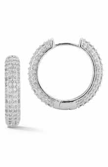 GLAZE JEWELRY Pavé Cubic Zirconia Huggie Hoop Earrings