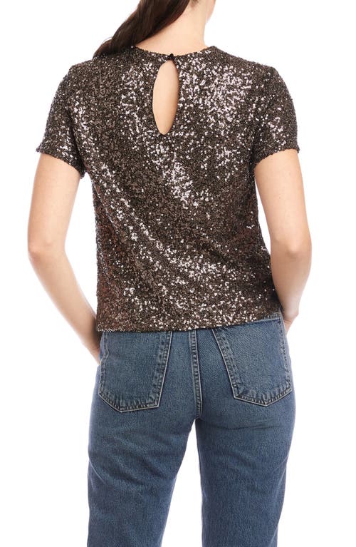 Fifteen Twenty Stacey Sequin T-shirt In Brown
