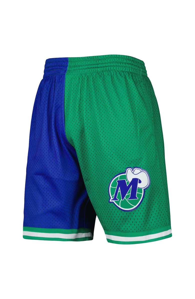 Mitchell & Ness Men's Mitchell & Ness Blue/Green Dallas Mavericks Hardwood Classics 1998 Split Swingman Shorts, Alternate, color, Blue