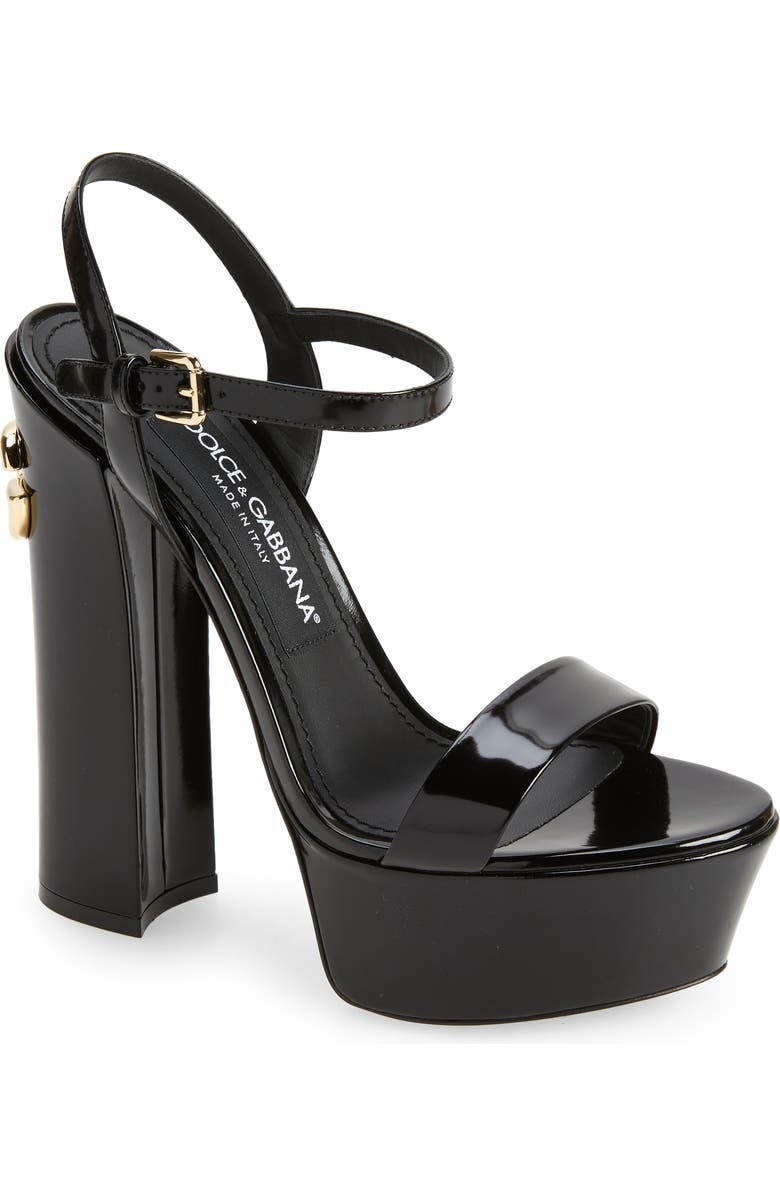 Dolce&Gabbana Keira Block Heel Platform Sandal, Main, color, Nero