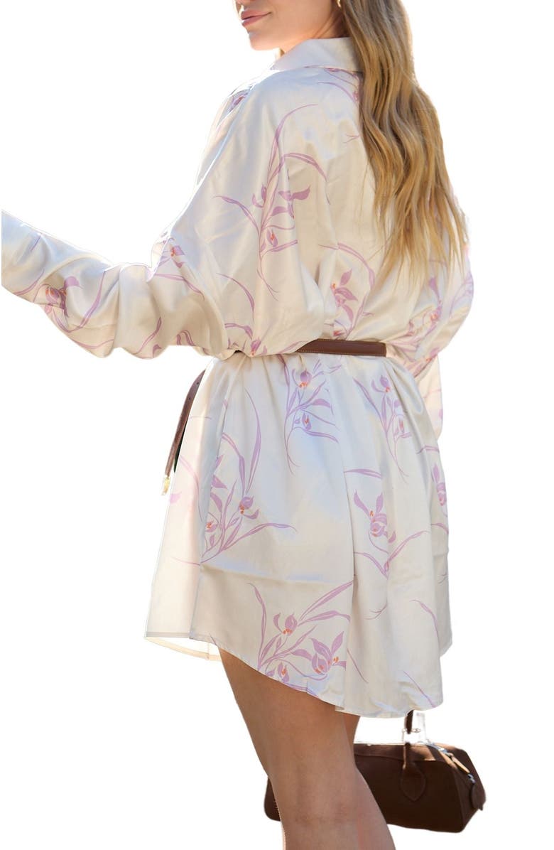 LILY AND LIONEL Kristy Button Down Large Floral Shirtdress, Alternate, color, Natural