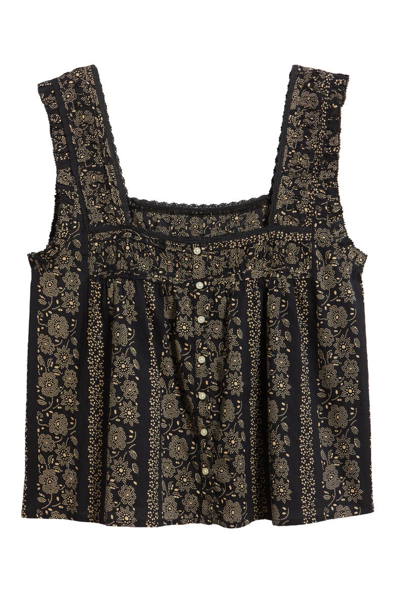 The Victorian Lace Trim Tank, Alternate, color, BLACK AND CREAM TOKEN FLORAL