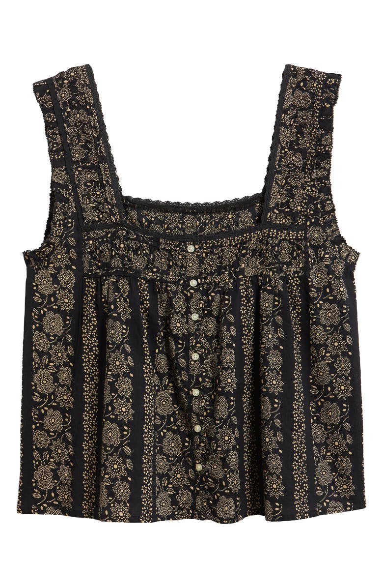 THE GREAT. The Victorian Lace Trim Tank, Alternate, color, Black And Cream Token Floral