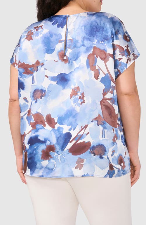 Halogenr Halogen(r) Printed Charmeuse Top In Blue Flower