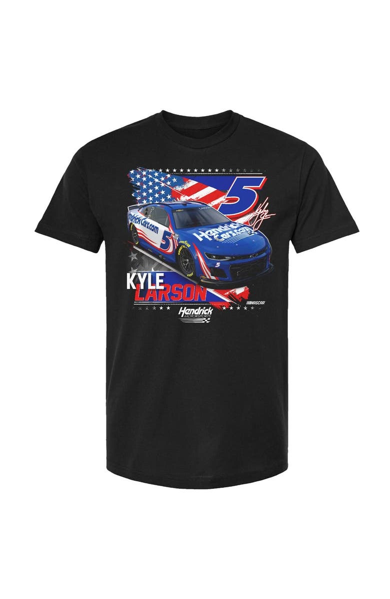 HENDRICK MOTORSPORTS TEAM COLLECTION Men's Hendrick Motorsports Team Collection Black Kyle Larson HendrickCars.com Patriotic Car T-Shirt, Alternate, color, Black