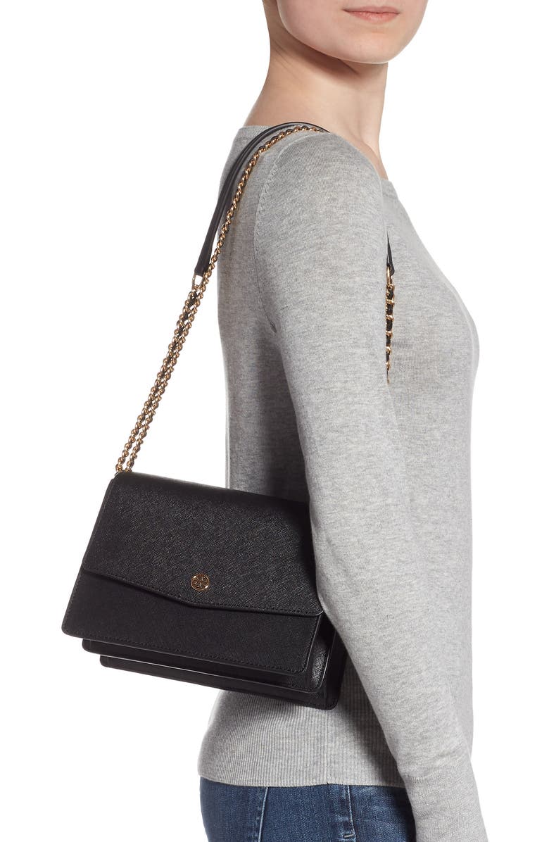 Tory Burch Robinson Leather Convertible Shoulder Bag, Alternate, color,