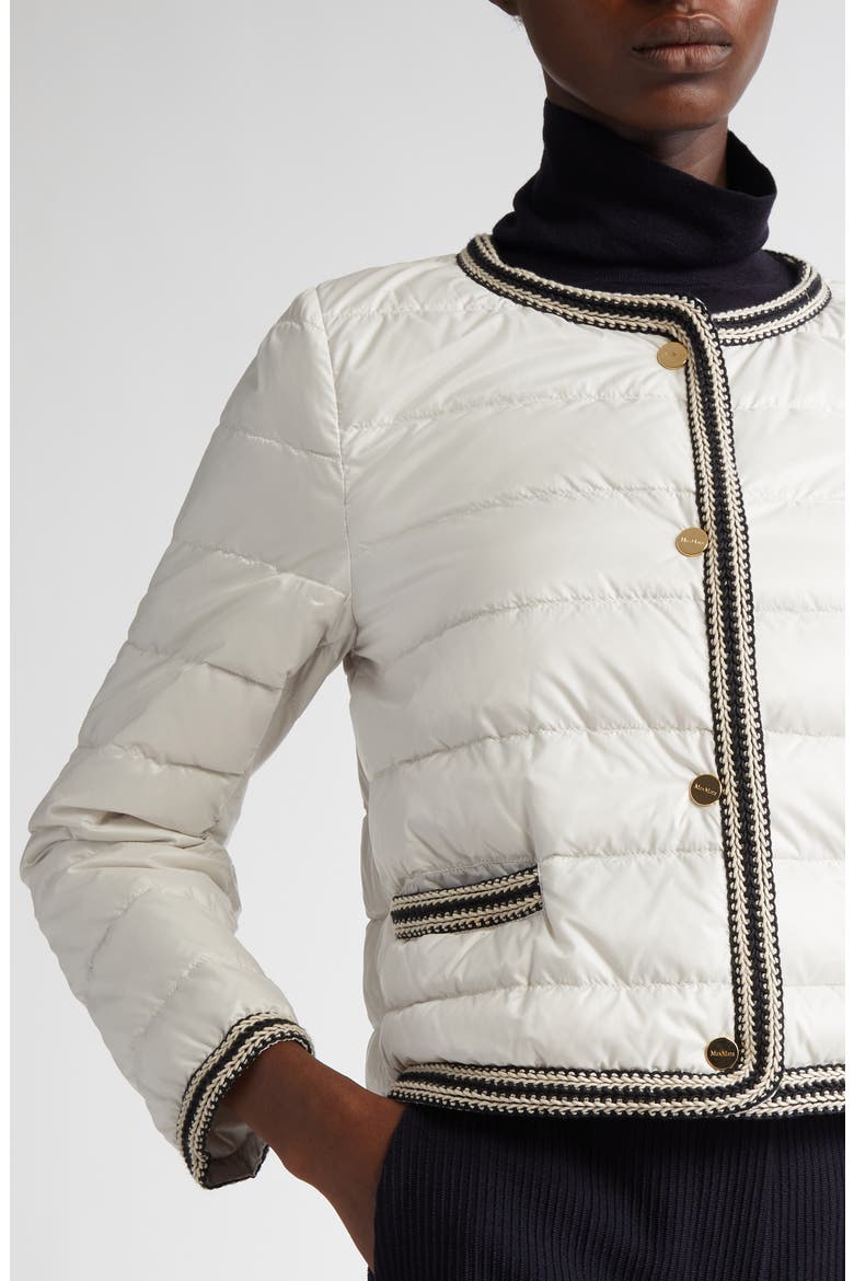 Kate Braided Trim Down Jacket, Alternate, color, PEARL GREY