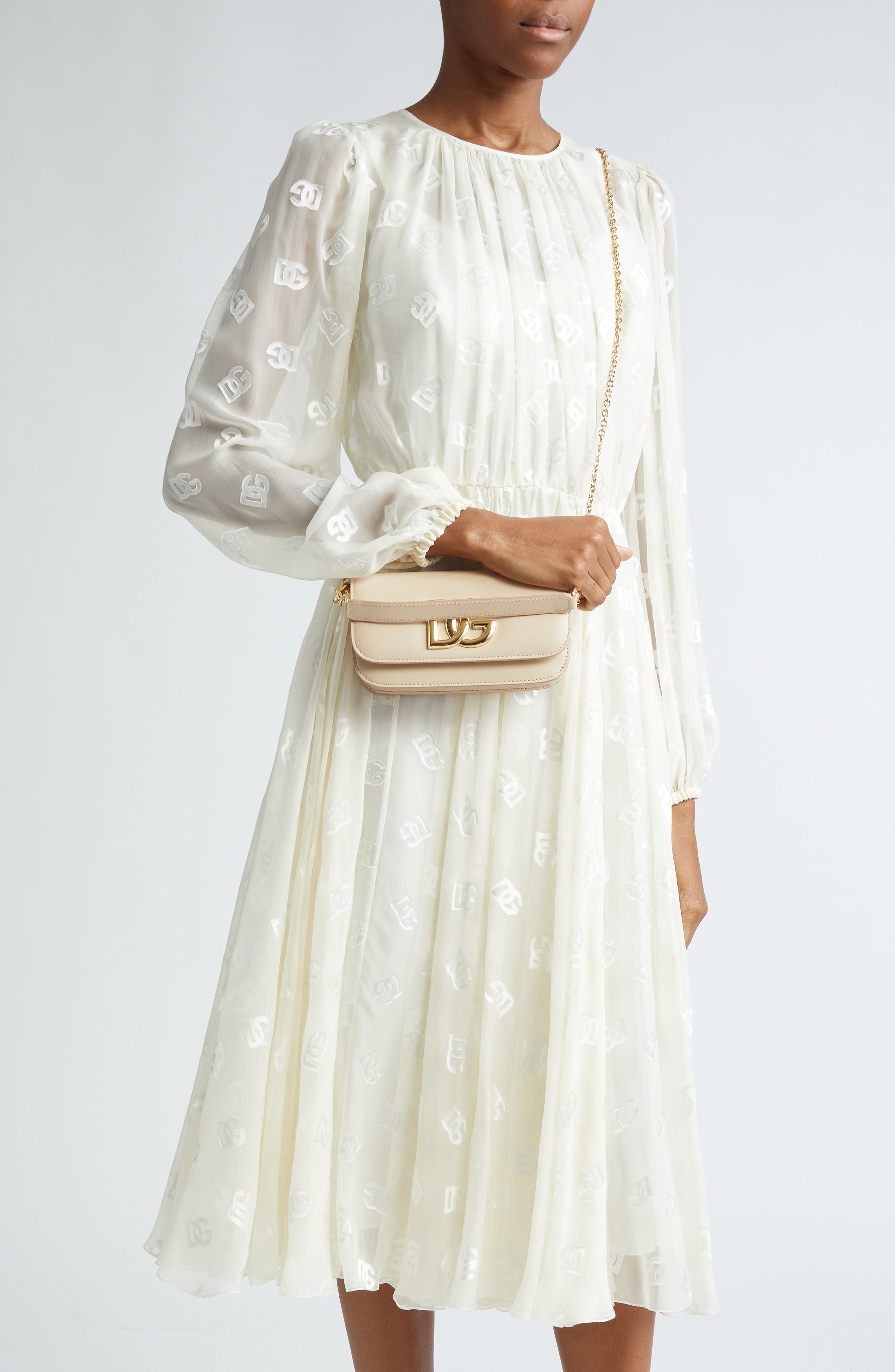 Dolce&Gabbana 3.5 Leather Top Handle Bag, Alternate, color, Light Pastel Beige