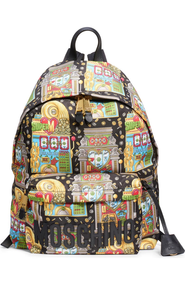 Moschino Jackpot Logo Backpack, Main, color,