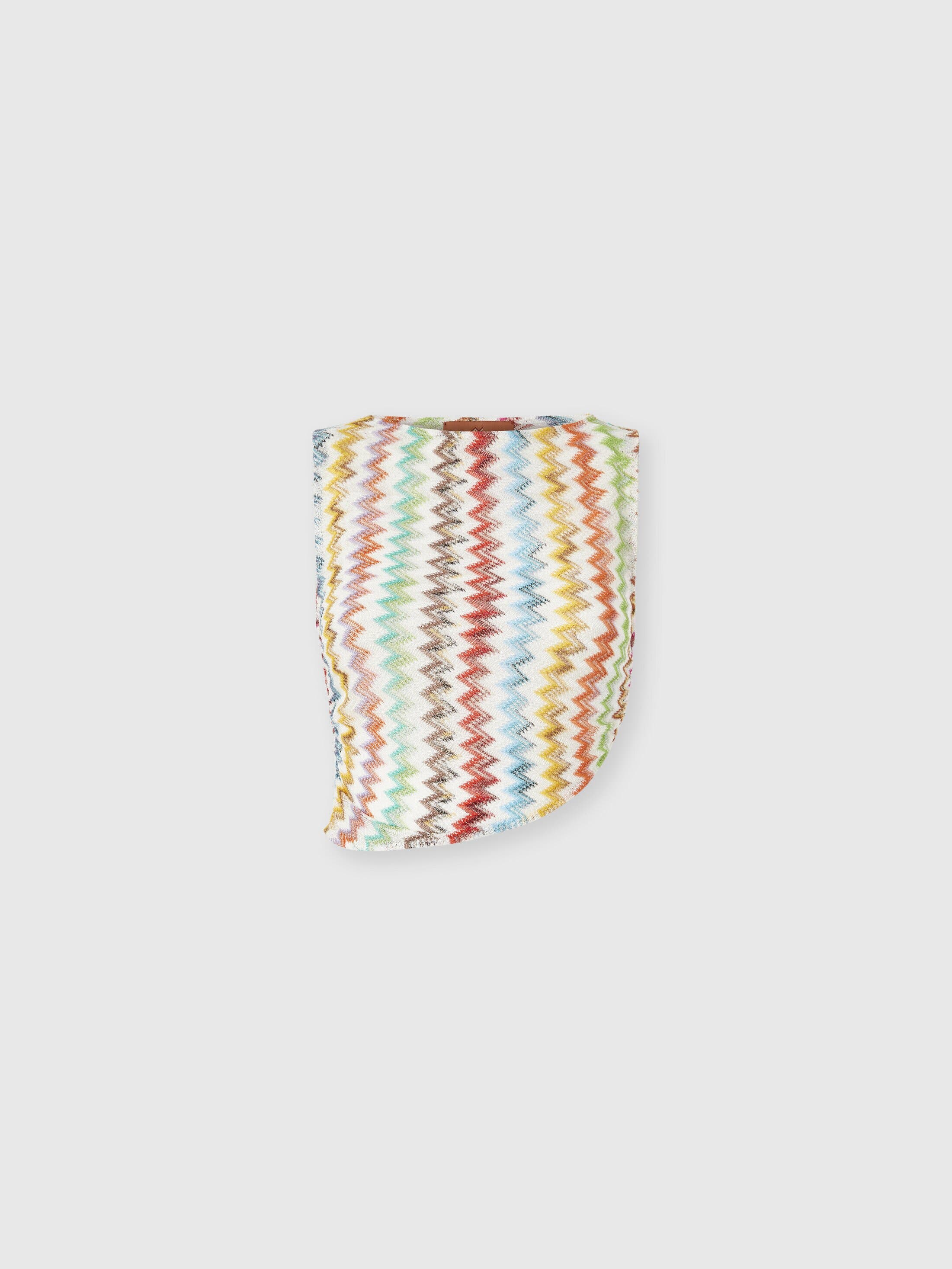 Crop Top In Lame Viscose With Micro Zigzag Pattern