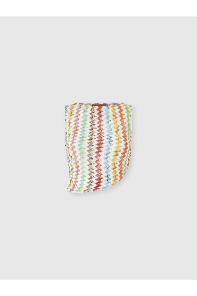 Crop Top In Lamé Viscose With Micro Zigzag Pattern, Main, color, White & Multicoloured
