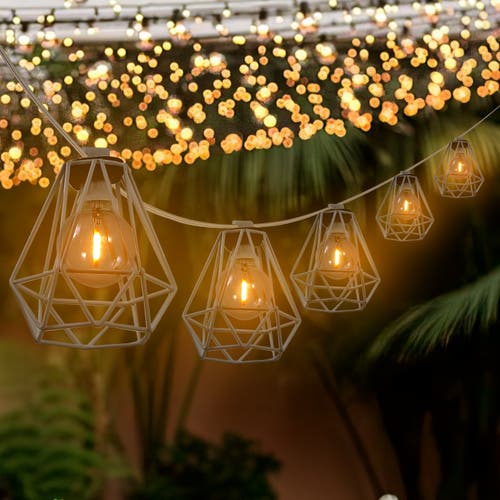 Jonathan Y 10-light Indoor/outdoor 10 Ft. Contemporary Transitional Incandescent G40 Diamond Cage St In Transparent
