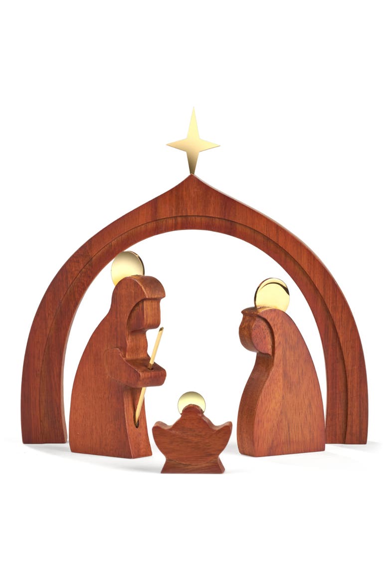 11-Piece Wood Nativity Set, Alternate, color, BROWN