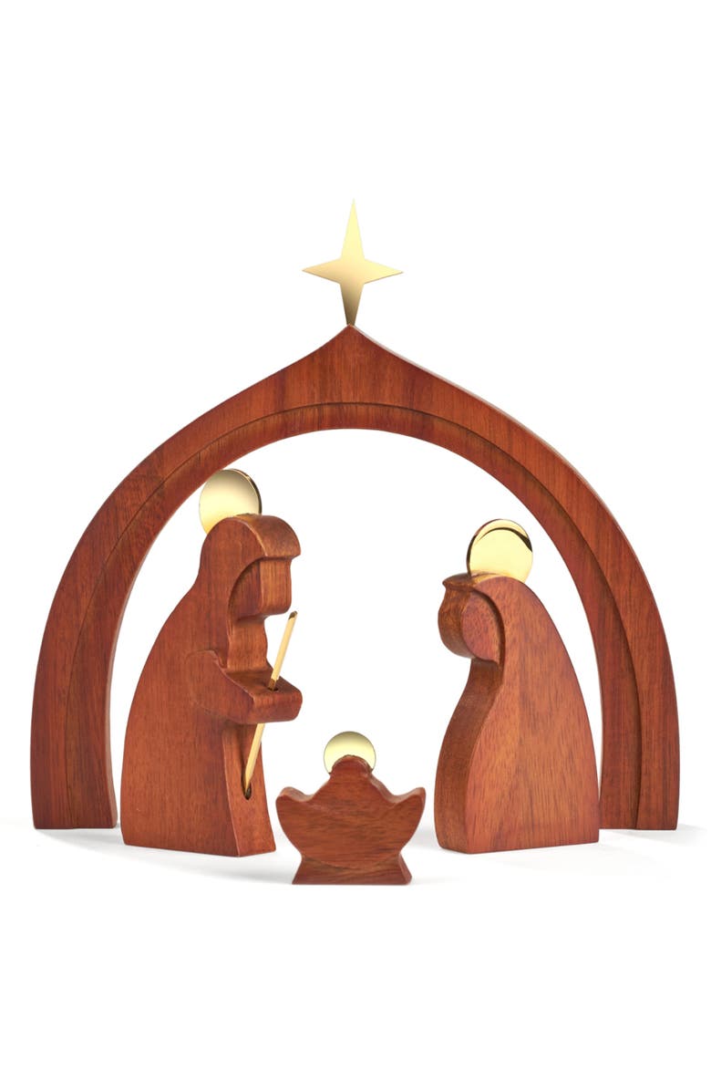 Nambé 11-Piece Wood Nativity Set, Alternate, color, Brown