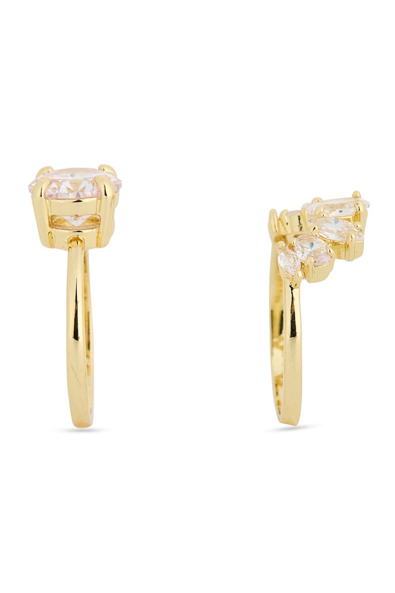 Two-Piece Half Halo CZ Engagement Ring Set, Alternate, color, GOLD