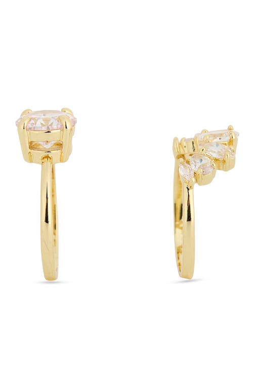 Covet Two-piece Half Halo Cz Engagement Ring Set In Gold