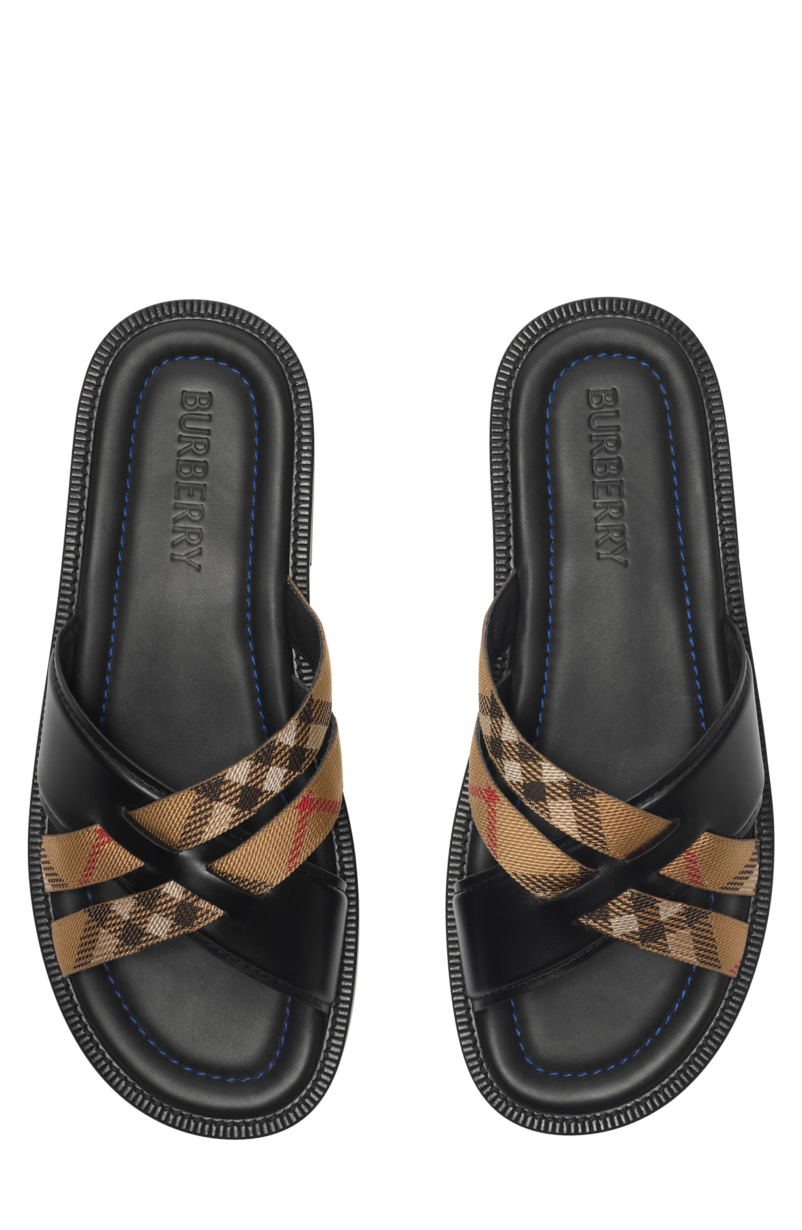 Burberry Drift Slide Sandal, Alternate, color, Black/ Sand Ip Check