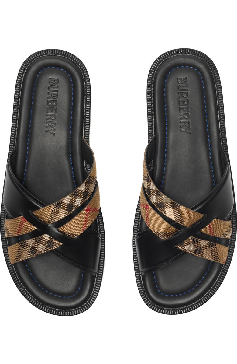 Burberry Drift Slide Sandal, Alternate, color, Black/ Sand Ip Check