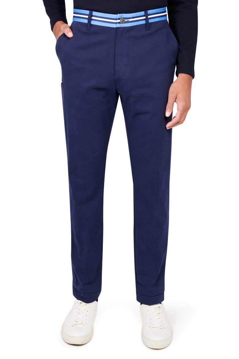 Slim Fit Solid Cotton Stretch Pants, Main, color, NAVY