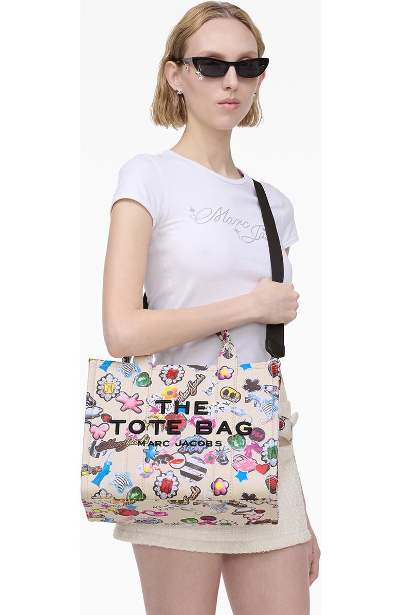 Marc Jacobs The Medium Sticker Canvas Tote Bag, Alternate, color,