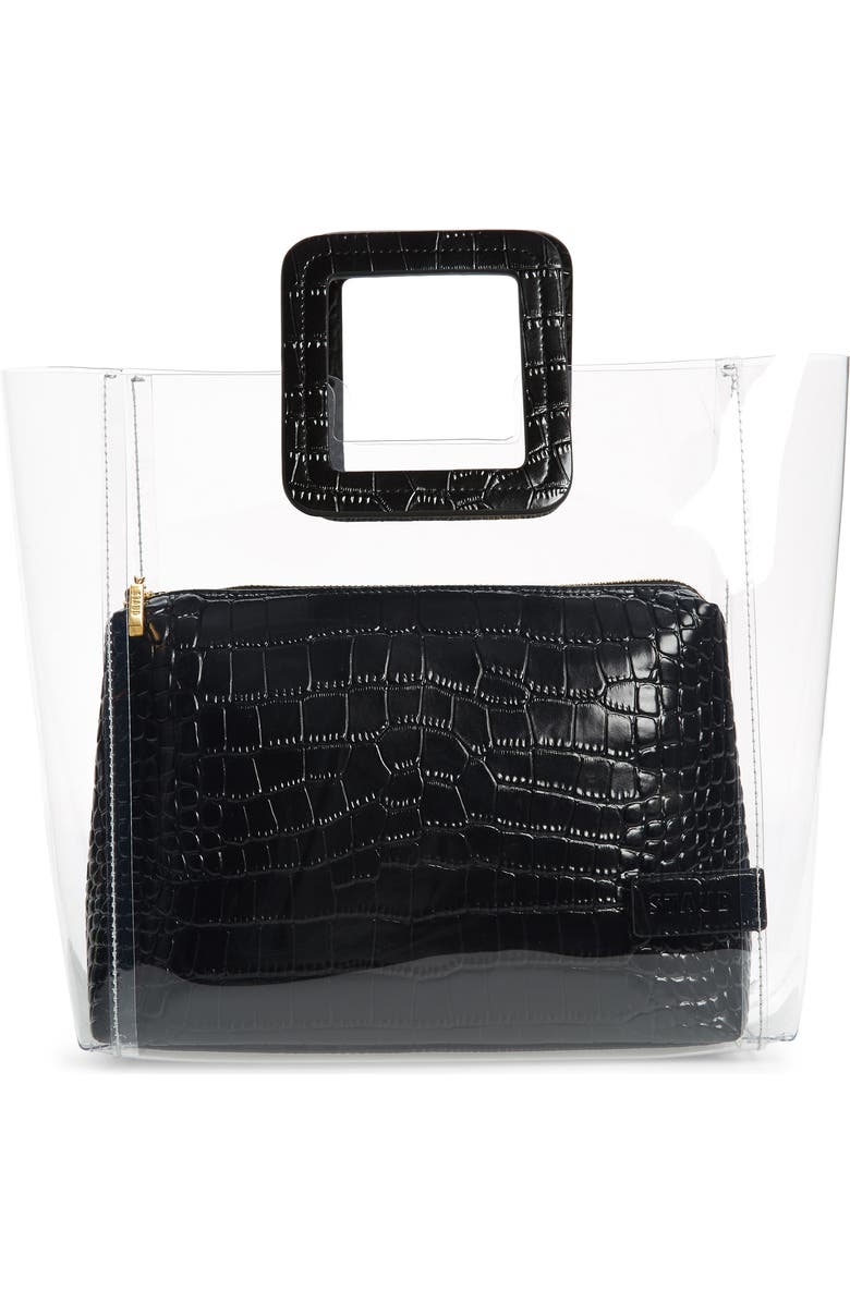 STAUD Shirley Transparent Tote, Main, color, Black