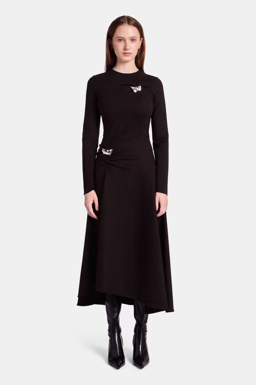 Kate Barton Double Pinch A-line Jersey Dress With Brooches In Multi