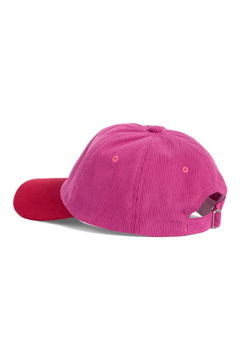 Colorblocked Corduroy Baseball Cap, Alternate, color, RED MULTI